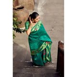 Women's Silk Blend Woven Saree With Unstitched Blouse 5.5 Mtr (Green)