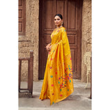Women's Silk Blend Woven Saree With Unstitched Blouse 5.5 Mtr (Mustard)