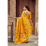 Women's Silk Blend Woven Saree With Unstitched Blouse 5.5 Mtr (Mustard)