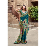 Women's Silk Blend Woven Saree With Unstitched Blouse 5.5 Mtr (Teal)