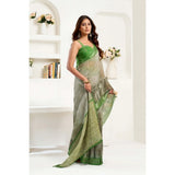 Women's Linen Cotton Printed Ready To Wear Saree With Unstitched Blouse 5.5 Mtr (Light_Green)