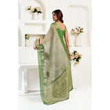 Women's Linen Cotton Printed Ready To Wear Saree With Unstitched Blouse 5.5 Mtr (Light_Green)
