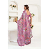 Women's Linen Cotton Printed Ready To Wear Saree With Unstitched Blouse 5.5 Mtr (Light_Mauve)