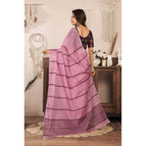 Women's Linen Cotton Printed Ready To Wear Saree With Unstitched Blouse 5.5 Mtr (Light_Pink)