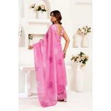 Women's Linen Cotton Printed Ready To Wear Saree With Unstitched Blouse 5.5 Mtr (Light_Pink)