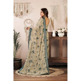 Women's Linen Cotton Printed Ready To Wear Saree With Unstitched Blouse 5.5 Mtr (Light_Beige)