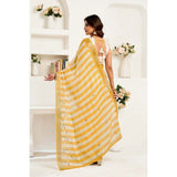 Women's Linen Cotton Printed Ready To Wear Saree With Unstitched Blouse 5.5 Mtr (Light_Mustard)