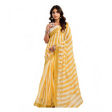 Women's Linen Cotton Printed Ready To Wear Saree With Unstitched Blouse 5.5 Mtr (Light_Mustard)