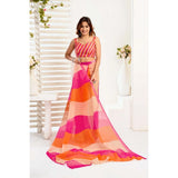Women's Linen Cotton Printed Ready To Wear Saree With Unstitched Blouse 5.5 Mtr (Multicolor)