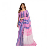 Women's Linen Cotton Printed Ready To Wear Saree With Unstitched Blouse 5.5 Mtr (Pink)