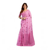 Light Pink Linen-Cotton Printed Ready-to-Wear Saree with Unstitched Blouse, 5.5 Mtr - women's ethnic wear on mannequin