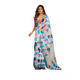 Multicolor linen-cotton printed ready-to-wear saree with unstitched blouse (5.5 mtr)