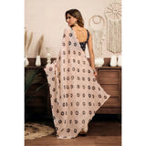 Women's Linen Cotton Printed Ready To Wear Saree With Unstitched Blouse 5.5 Mtr (Light_Peach)
