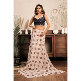 Women's Linen Cotton Printed Ready To Wear Saree With Unstitched Blouse 5.5 Mtr (Light_Peach)