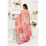 Women's Linen Cotton Printed Ready To Wear Saree With Unstitched Blouse 5.5 Mtr (Light_Peach)