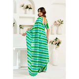 Women's Linen Cotton Printed Ready To Wear Saree With Unstitched Blouse 5.5 Mtr (Green)