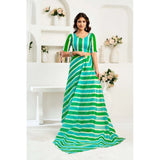 Women's Linen Cotton Printed Ready To Wear Saree With Unstitched Blouse 5.5 Mtr (Green)