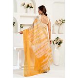 Women's Linen Cotton Printed Ready To Wear Saree With Unstitched Blouse 5.5 Mtr (Yellow)