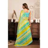 Women's Linen Cotton Printed Ready To Wear With Pocket Saree With Unstitched Blouse 5.5 Mtr (Light_Aqua_Blue)