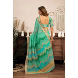 Women's Linen Cotton Printed Ready To Wear With Pocket Saree With Unstitched Blouse 5.5 Mtr (Light_Green)