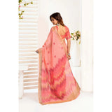 Women's Linen Cotton Printed Ready To Wear With Pocket Saree With Unstitched Blouse 5.5 Mtr (Peach)