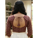 Women's Ajrakh Cotton Halter Neck Padded Blouse (Maroon, 38 Ready Size (Self-Alterable 36–40)
