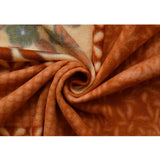 Orange fleece floral printed double polar warm bedsheet & pillow cover set, cozy and stylish home bedding