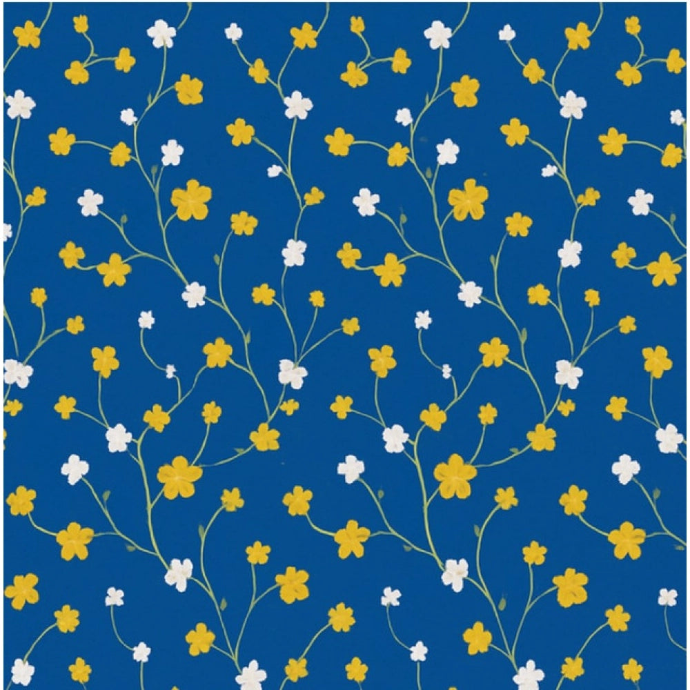 Blue microfiber floral printed double bedsheet set with 2 pillow covers, 120 thread count