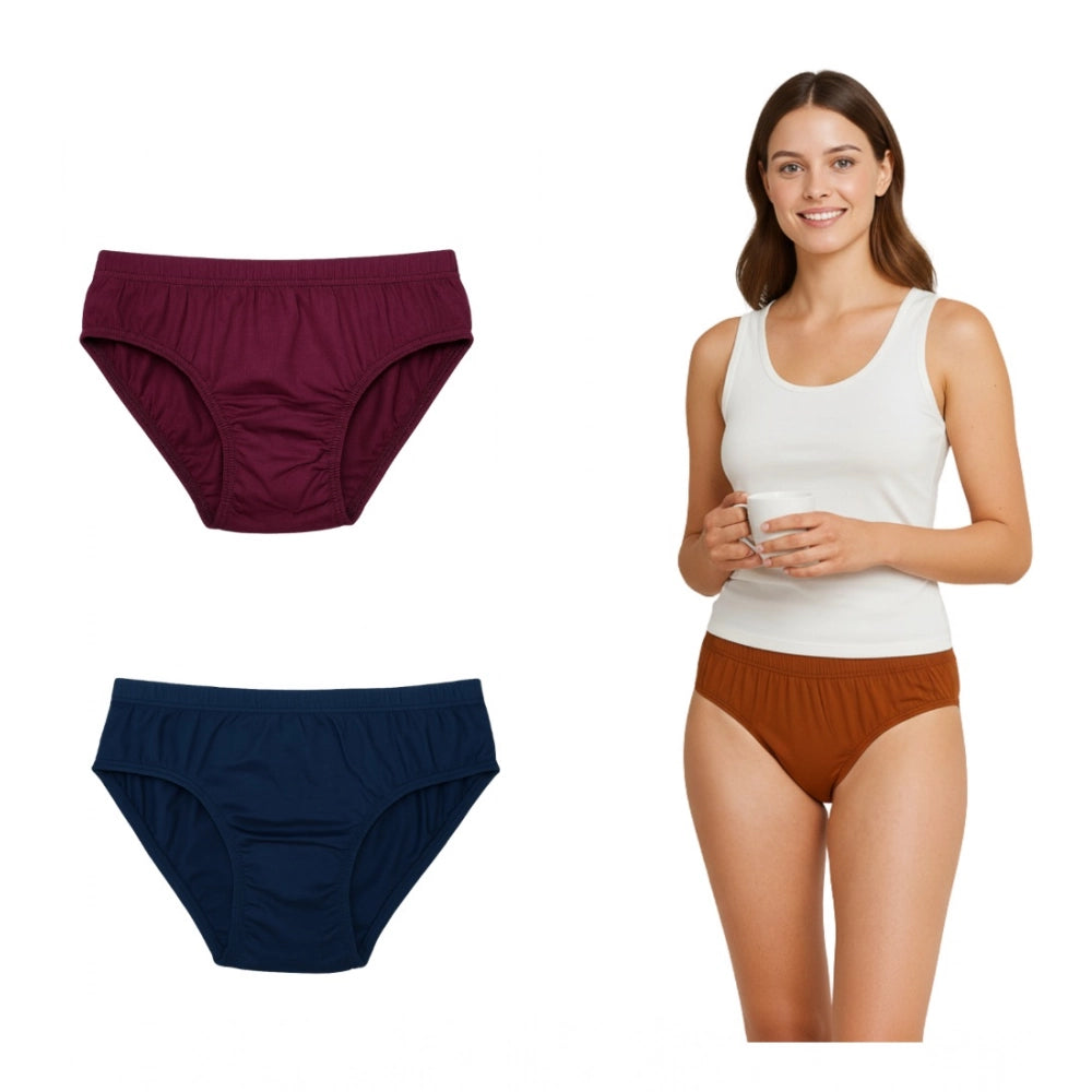Multicolor cotton solid hipster panties for women (set of 3), mid-rise style