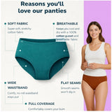 Multicolor cotton hipster panties for women (set of 6), solid pattern, mid-rise style