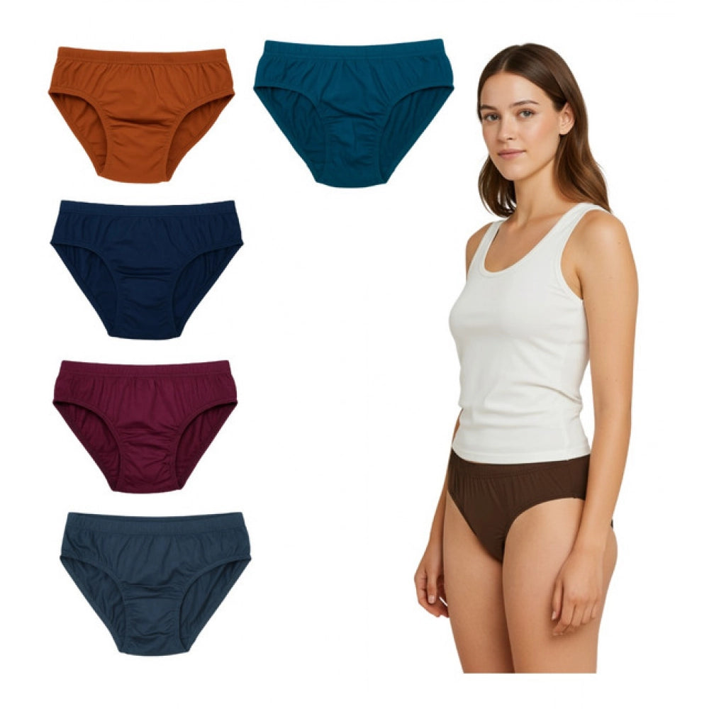 Multicolor cotton hipster panties for women - pack of 6 solid mid-rise underwear
