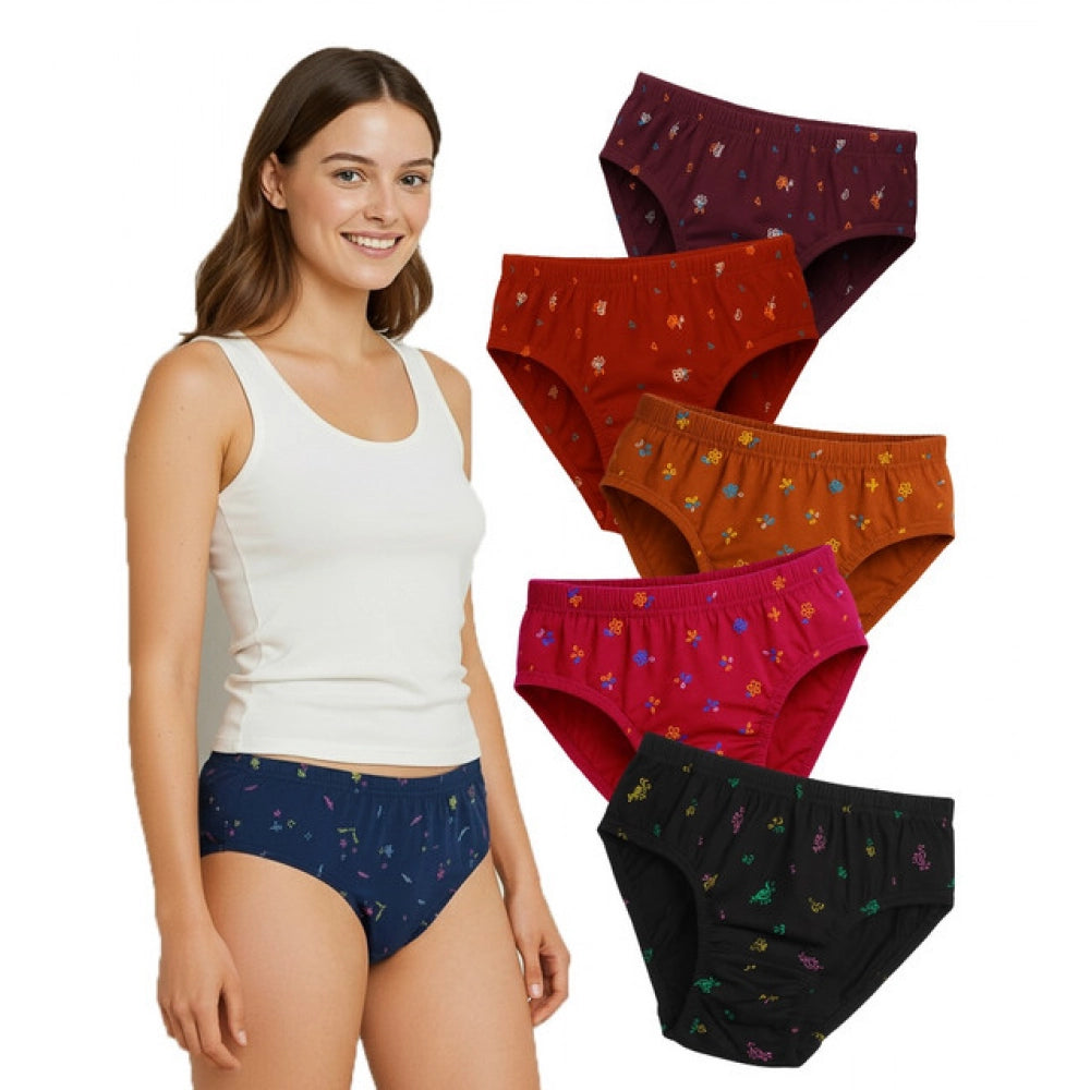 Multicolor cotton printed hipster panties (pack of 6), women's mid-rise underwear