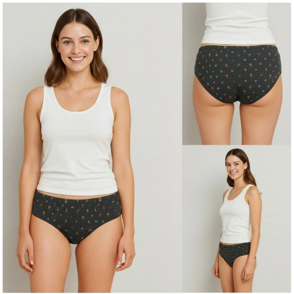 Multicolor cotton printed hipster panties for women (pack of 6), mid-rise style