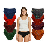 Multicolor cotton printed hipster panties for women, pack of 9 with mid-rise design