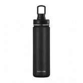 Black stainless steel double-wall insulated water bottle with a screw lid (1000 ml)