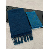 Blue chiffon zigzag saree with unstitched blouse (5.5Mtr)
