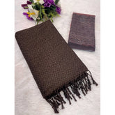 Women's Chiffon Zigzag lines Saree With Unstitched Blouse 5.5Mtr (Brown)