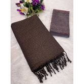Brown chiffon zigzag saree with unstitched blouse, 5.5mtr length for women's ethnic wear