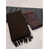 Brown chiffon zigzag saree with unstitched blouse, 5.5mtr length