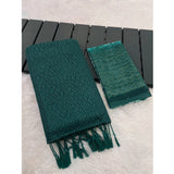 Green chiffon zigzag saree with unstitched blouse (5.5mtr), traditional Indian women's wear