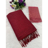 Maroon chiffon zigzag saree with unstitched blouse (5.5Mtr), fashionable ethnic wear for women