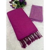 Pink chiffon zigzag saree with unstitched blouse (5.5mtr) - elegant, traditional wear for women