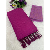 Pink chiffon saree with zigzag patterns, unstitched blouse (5.5mtr)