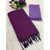 Wine chiffon zigzag saree with unstitched blouse (5.5mtr), vintage fashion accessory