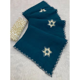 Blue chiffon butti dotted saree with unstitched blouse (5.5Mtr)
