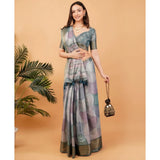 Women's Polyester Printed Saree With Unstitched Blouse 5.5 Mtr (Multicolor)