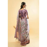 Women's Polyester Printed Saree With Unstitched Blouse 5.5 Mtr (Light Purple)