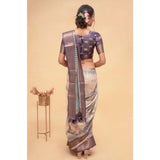 Women's Polyester Printed Saree With Unstitched Blouse 5.5 Mtr (Off-White)
