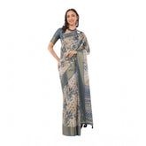 Multicolor printed polyester saree with unstitched blouse (5.5 mtr), vibrant Indian wear for women