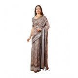 Women's Polyester Printed Saree With Unstitched Blouse 5.5 Mtr (Multicolor)